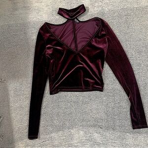 Red Velvet Choker Long Sleeve Top